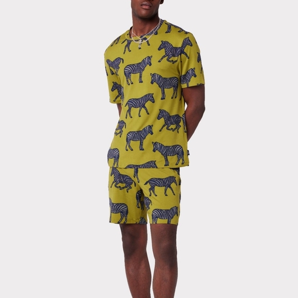 Green Zebra Print Short Pj Set - Picture 2 of 4